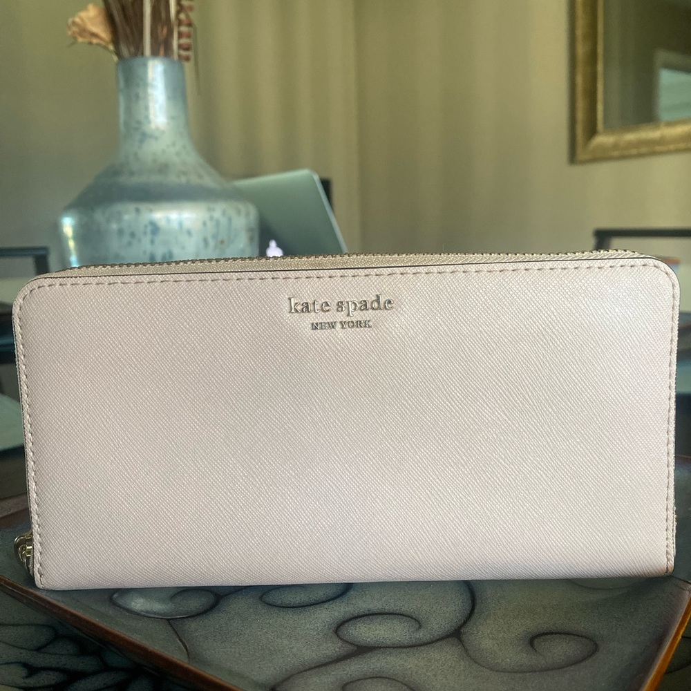Kate Spade Pink Saffiano Leather Zip Around Wallet in EUC!